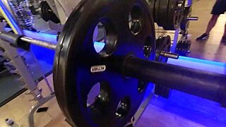 At the gym without panties training intensely