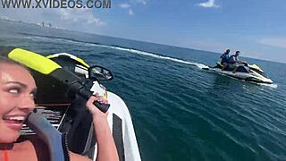 Hey, watch this horny blonde get her pussy drilled hard on a jetski!