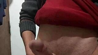 skinny guy masturbating with clothes on
