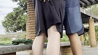 young guys fucking openly in the public square, watched by passersby