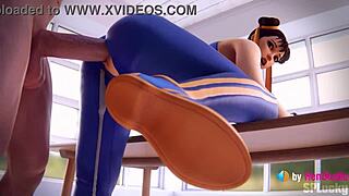 Chun-Li Takes Big Creampie in Standing Doggystyle Pose in Street Fighter 3D Animation