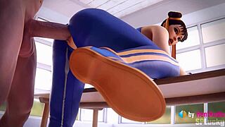 Chun-Li Takes Big Creampie in Standing Doggystyle Pose in Street Fighter 3D Animation