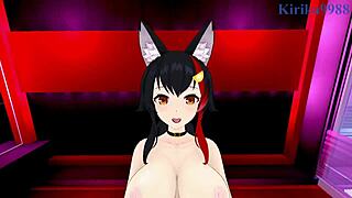 Houshou Marine and Ookami Mio have intense 3D cartoon sex with creampie.