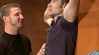 Gay guy gives blowjob and takes it hard in group action