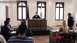 sexy lawyer helena valentine gets double penetrated at court by horny babe aisha gp362 in lingerie costumes