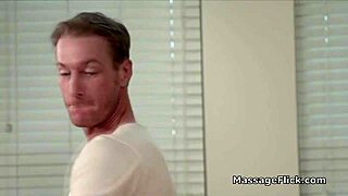 blonde teen client rides masseur