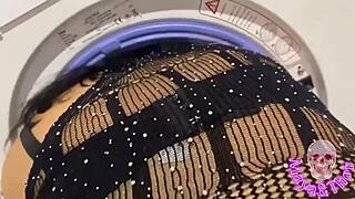 hot busty chick trapped in washing machine getting creampied