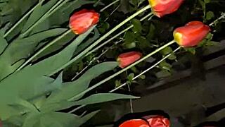 I invited neighbor to admire flowers, then fucked her mouth in abandoned house