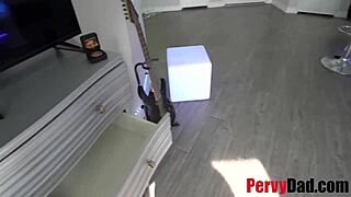 Lilly Hall keeps step daddy quiet with sex