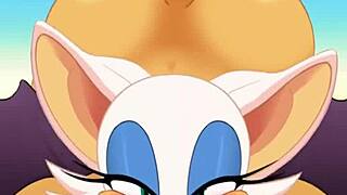 rouge sucking cock and swallowing cum while ass fucked