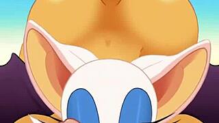 rouge sucking cock and swallowing cum while ass fucked