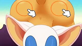 rouge sucking cock and swallowing cum while ass fucked