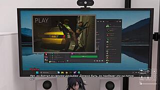 Blond milfka se koupe na veřejnosti v hentai hře