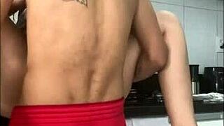 Brazilian boss forces maid into rough kitchen pounding with monster cock