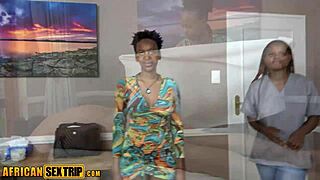 I’m obsessed with two hot ebony masseuses handling a thick cock during massage.