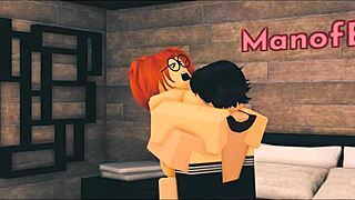 Nerdy ginger slut gets banged hard in Roblox bedroom scene