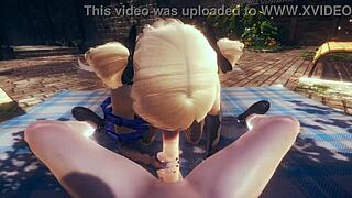 genshin impact hentai pov fischl blowjob with cumshot on face in japanese anime