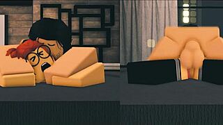 Nerdy ginger slut gets banged hard in Roblox bedroom scene