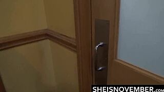 Slim african american girl msnovember risky fast food restaurant amateur blowjob with her big natural tits out making eye contact ebony vixen sheisnovember hd