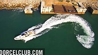 Intense foursome with three hot brunettes