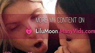 Sensual lesbian threesome with pussy licking in shower