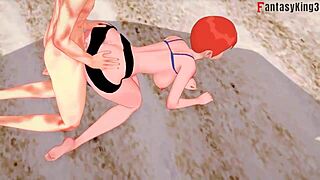 grown gwen tennyson has bikini sex on the beach