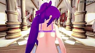 Scáthach-Skadi banging hard on throne in Type-Moon fantasy