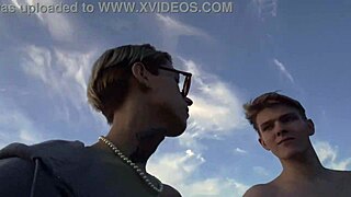 Hot Young Gay Blowjob While Cycling in Summer!
