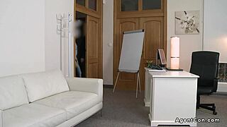 Ever seen a tight brunette model get ass cumshot at work?