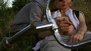 Hot Young Gay Blowjob While Cycling in Summer!
