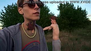 Hot Young Gay Blowjob While Cycling in Summer!