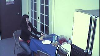 busty food fetish slut gets off with solo toy play.