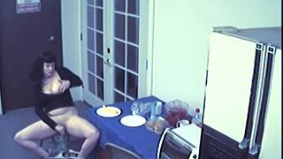 busty food fetish slut gets off with solo toy play.