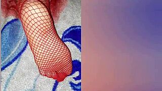 Latina BBW MILF seduces roommate with red stockings