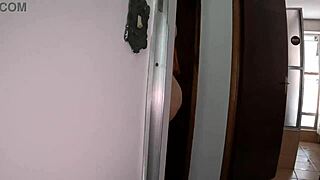 Redhead teen latina arrives backstage for her first porn scenes, dancing and showing pussy.