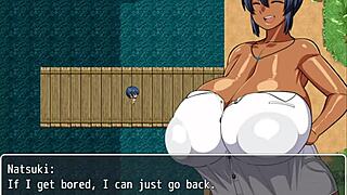 Tanned Natsuki in Hentai Game Ep 1 Flashes Huge Tits for Captain