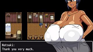 Tanned Natsuki in Hentai Game Ep 1 Flashes Huge Tits for Captain