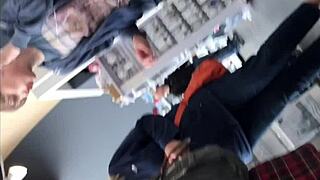 Upskirt voyeur catches sneaky glimpses in PUBLIC under short SKIRT during outdoor stroll. Watch the thrill unfold!