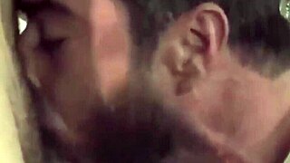 Firefighter fucks plumber in bar bathroom.