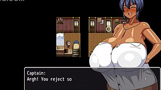 Tanned Natsuki in Hentai Game Ep 1 Flashes Huge Tits for Captain