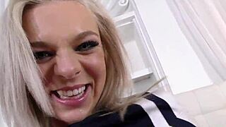 Does this blonde cheerleader crave that monster cock's cum?