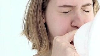 Young Babe Blowing and Popping Her First Balloon