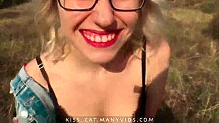 POV Real Outdoor Doggystyle and Sloppy Blowjob with Cum in Mouth