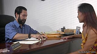 Big Cock Guy Dominates Petite 18+ Asian Slave in Rough Session