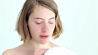 Young Babe Blowing and Popping Her First Balloon