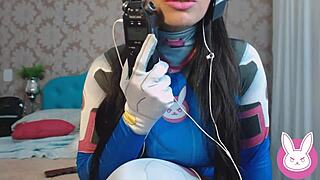 Hey girl, wanna play DVA Overwatch cosplay with me, you naughty gamer?
