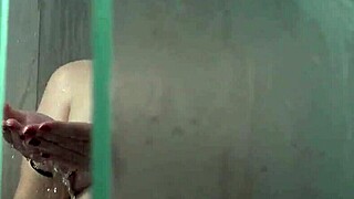 Feeling So Hot Drying Off After Shower with Tattooed Brunette