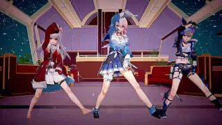 Honkai Star Rail Girls Clara, March 7th, Silverwolf In Hentai Action!