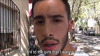 Young straight twink latino amateur experiences first gay sex with stranger for cash, getting bareback anal with monster cock in pov