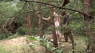 German Milf Gets Interracial Outdoor Banging With Cumshot